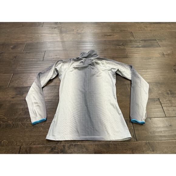Nike Pro Womens Thermal White Gray 1/2 Zip Running Jacket Size M MEDIUM 585565 - Picture 3 of 10